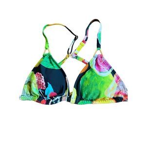 Christian Lacroix Swiminista Multicolor Swimsuit Triangle Bikini Top Womens XS